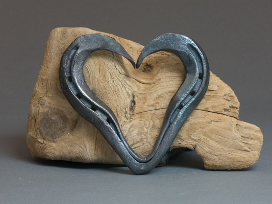 horseshoe heart and wood