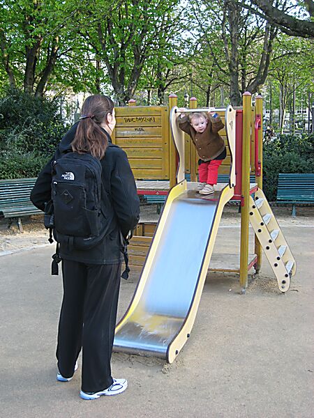 We went to three different parks during our three days in Paris. At each one Erika had a lot of fun. This one is about 2/3rds down the Champs-�lys�es.