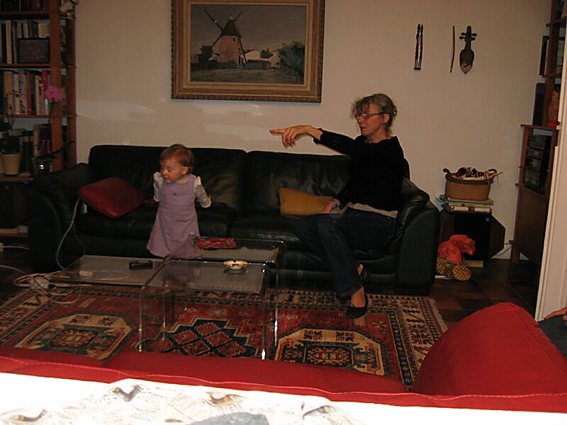 Martine playing hide-and-seek with Erika.